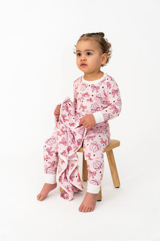 Two Piece Pink Bow Set