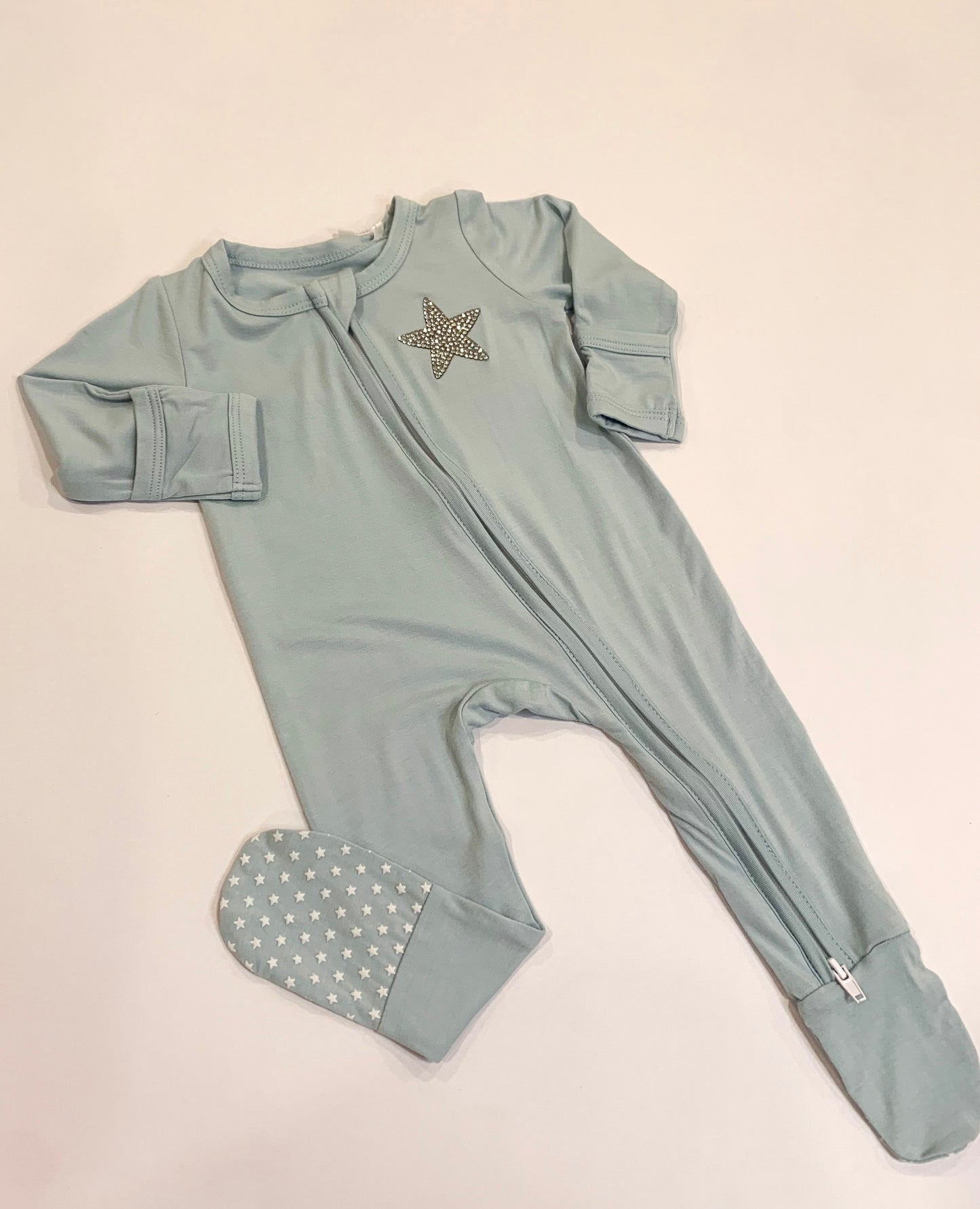 Rhinestone Star Zippered Footie