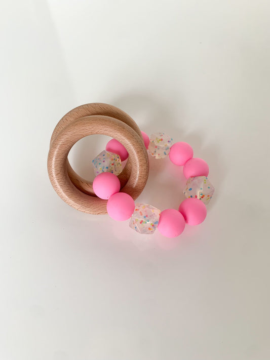 Large Confetti Silicone Teething Rattle