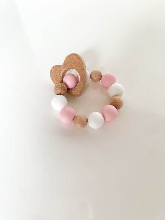 Small Heart Silicone Teething Rattle