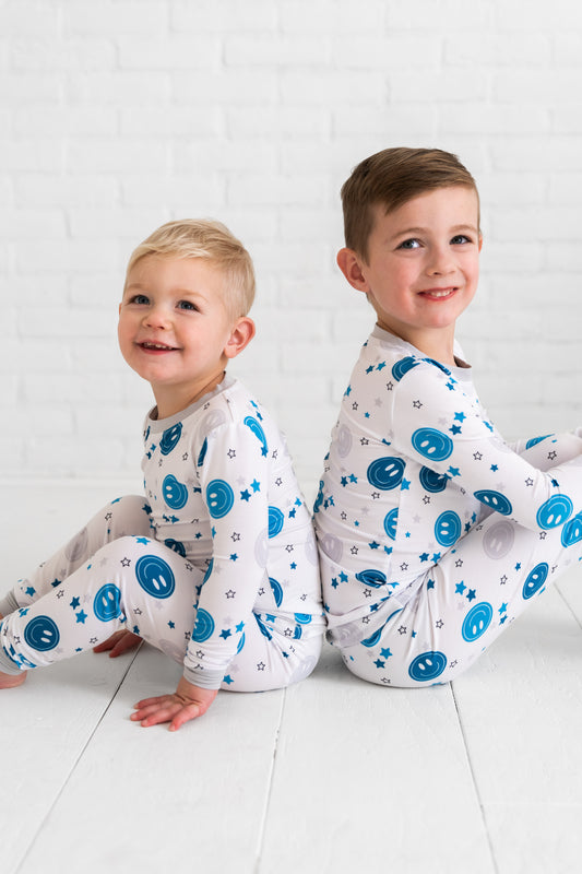 Two Piece Blue Smiley Set