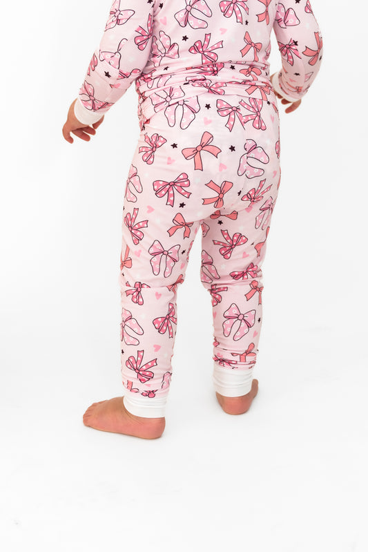 Two Piece Pink Bow Set