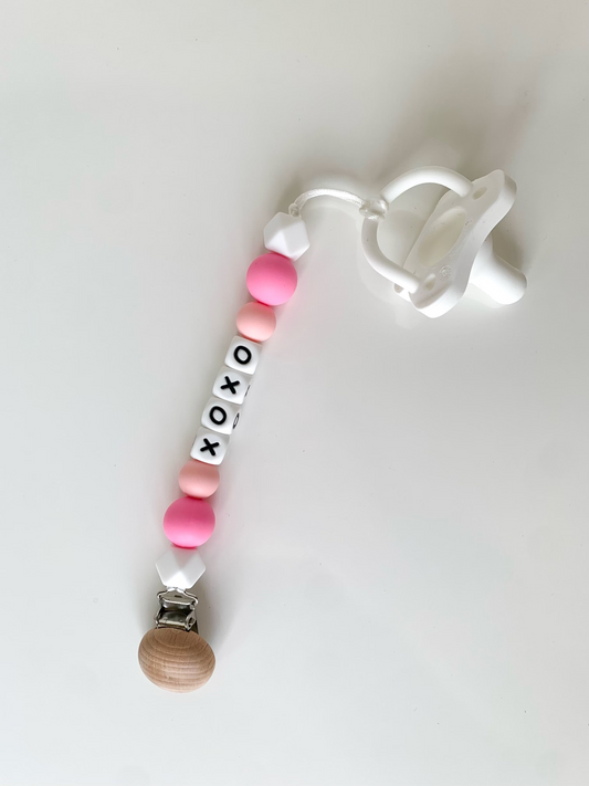 XOXO Silicone Pacifier Clip