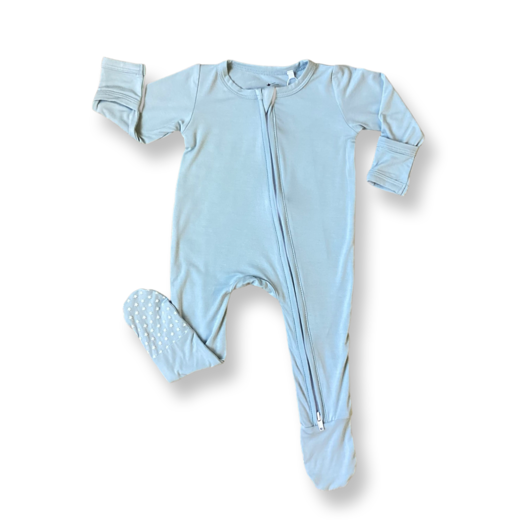 Powder Blue Zippered Footie